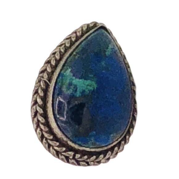 Sterling Silver Earrings Malachite Lapis Teardrop Eilat Stone 925 - Picture 7 of 7